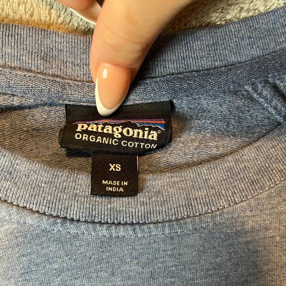 Patagonia (Women's XS) Fitz Roy Bison Ahnya Crewneck Pullover Sweatshirt Blue - Picture 5 of 7